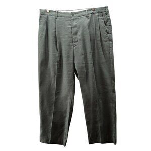 Muji Hemp Blend Straight Pants Mens XL Gray Pleated Front Trouser